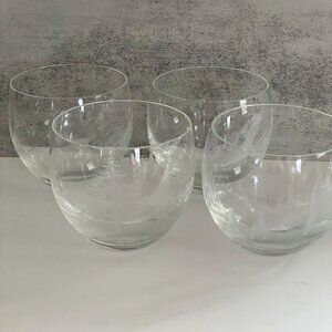 Moser Birds of the Wild Clear Blown Glass Culbuto Thomas 10oz Tumblers Set/4